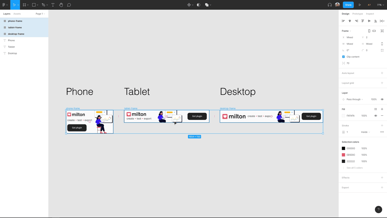 Selecting frames in Figma for Milton