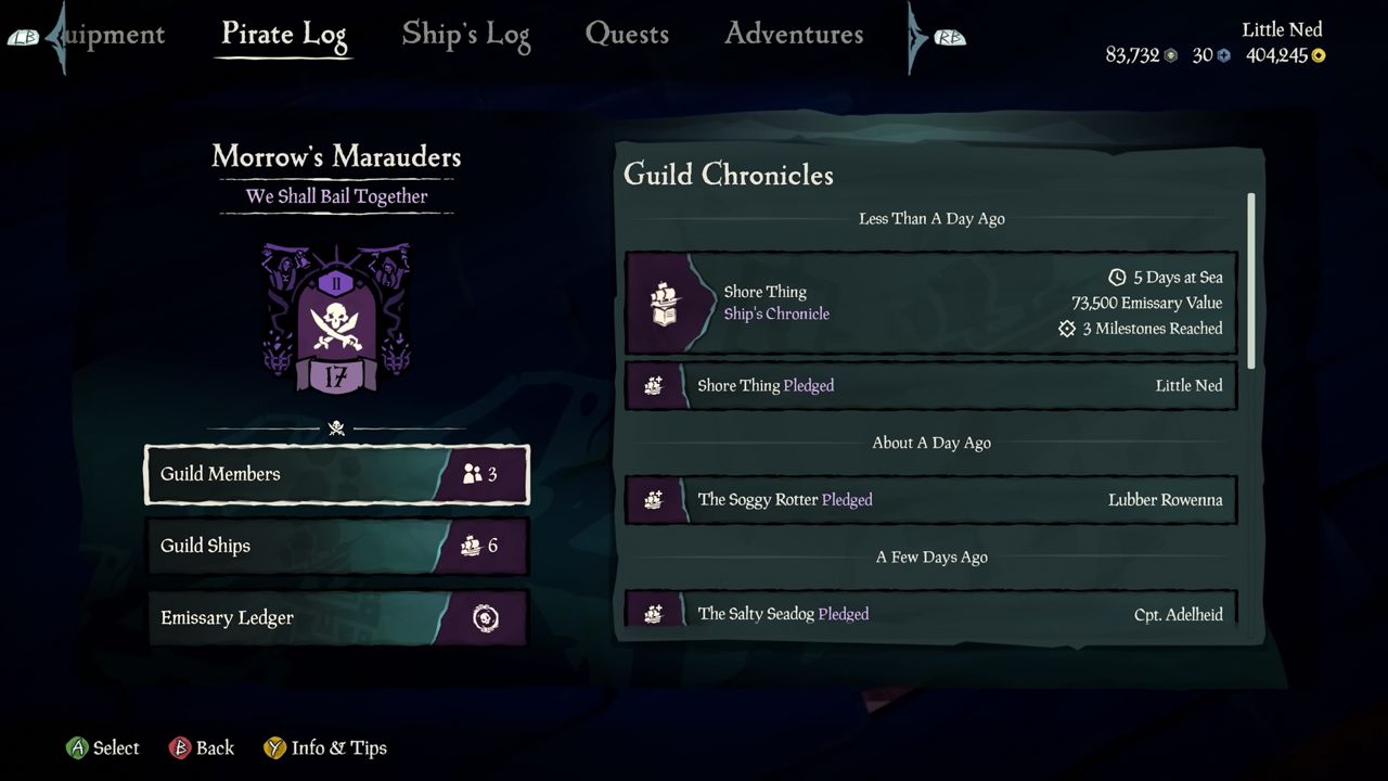 UI showing Guild Chronicles