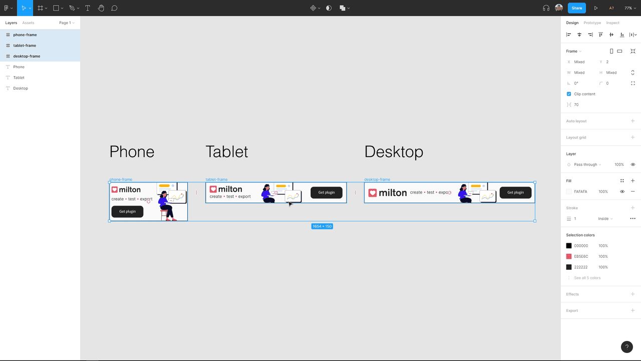 Selecting frames in Figma for Milton