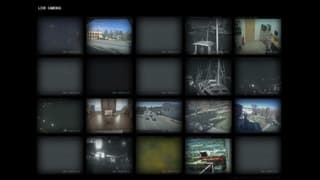 Dark video wall of CCTV cameras
